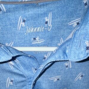 johnnie-O Blue L Men's Polo Shirt Surfer Print Short Sleeve